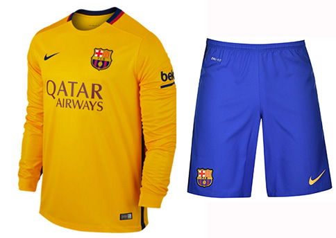 Kit Junior FC Barcelone Exterieur 2015/16 ML